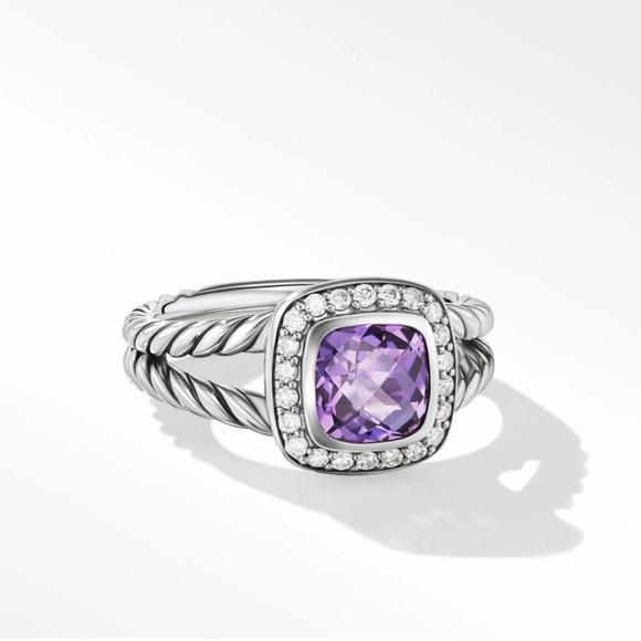 David Yurman Petite Albion Ring in Sterling Silver with Amethyst & Pavé Diamonds - Picture 3 of 9
